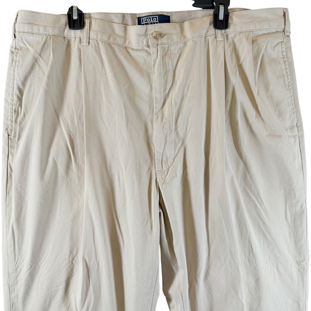 Polo Ralph Lauren Chino Pants 42x30 Pleated Khaki Tan Cotton 48289625‎